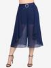 Rosegal Plus Size Glitter Sparkling Rhinestone Buckle Chiffon Textured Layered Ruffles Solid Pockets Culottes Pants