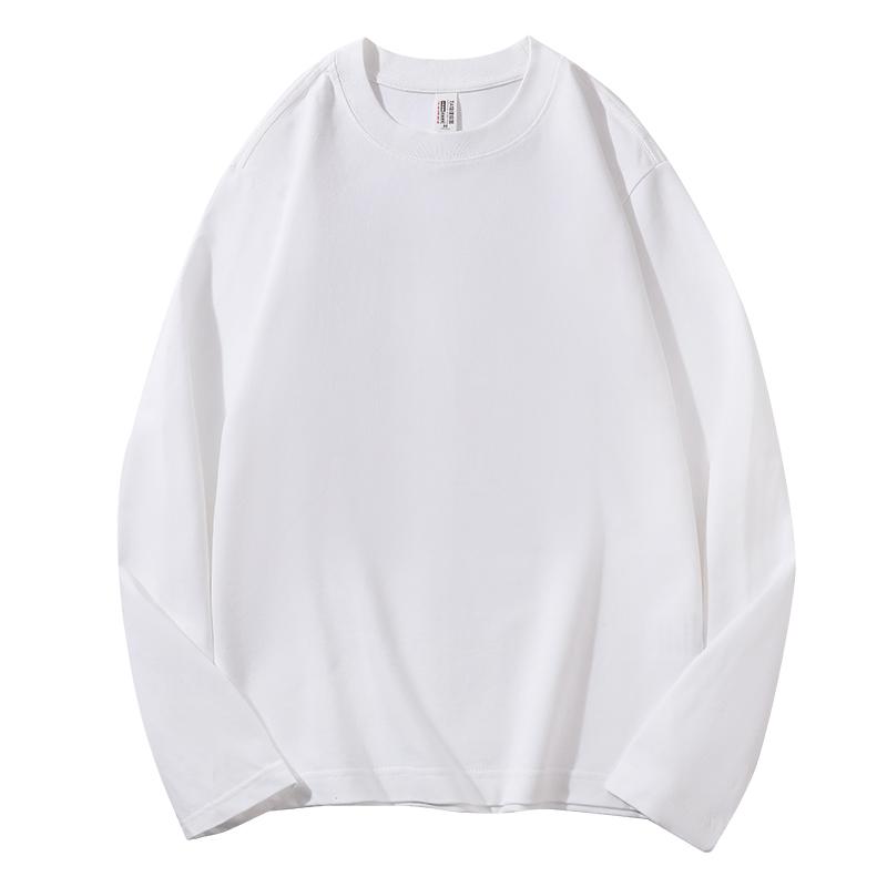 Zirunking Футболки унисекс, топы, футболки, однотонные топы, 100% хлопок, длинный рукав, уличная одежда, мягкие повседневные футболки, футболки с круглым вырезом SHUMIAN