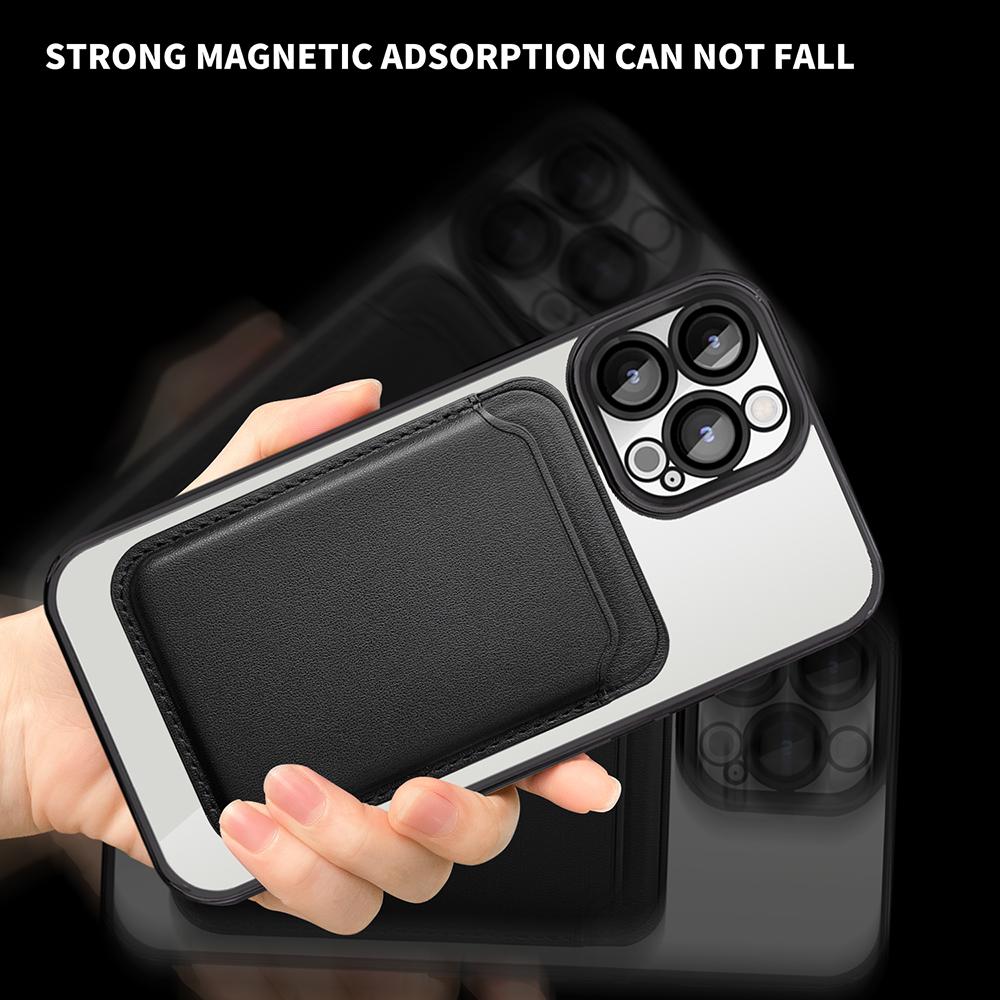 Anti-Scratch Slim Case for iPhone 12 Pro 6.1 inch TPU+PC Phone Cover Magnetic Case with Card Bag