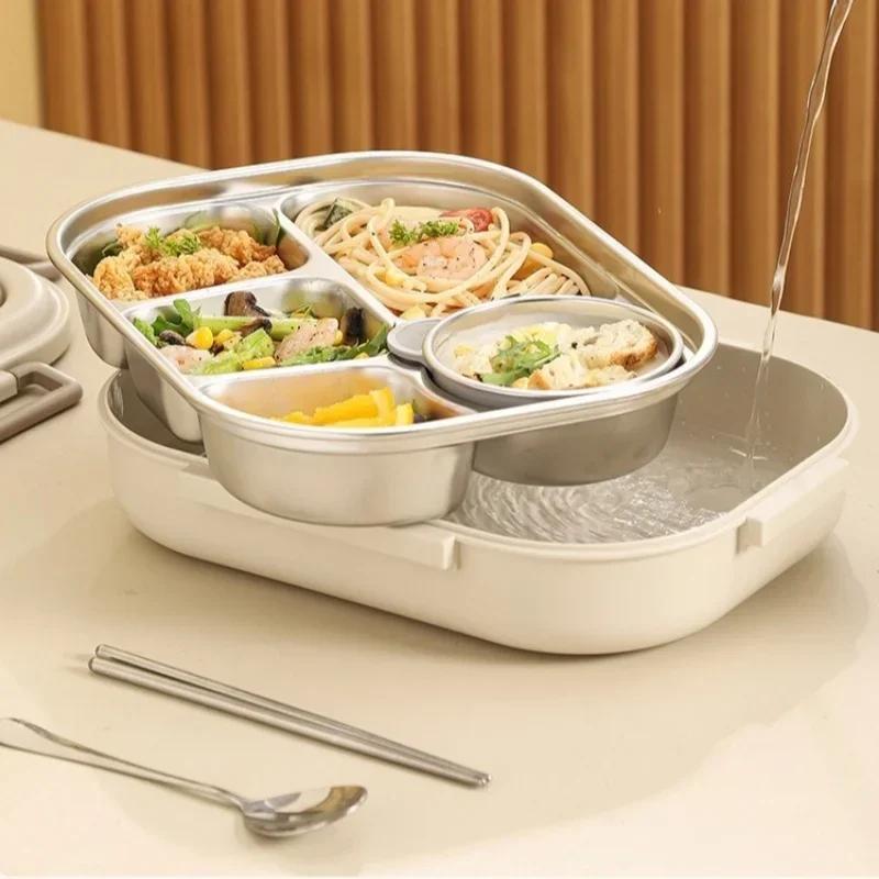 304 Stainless Steel Thermal Insulation Lunch Box with Soup Bowl Tableware Office Portable Large Capacity BentoBox Food Container
