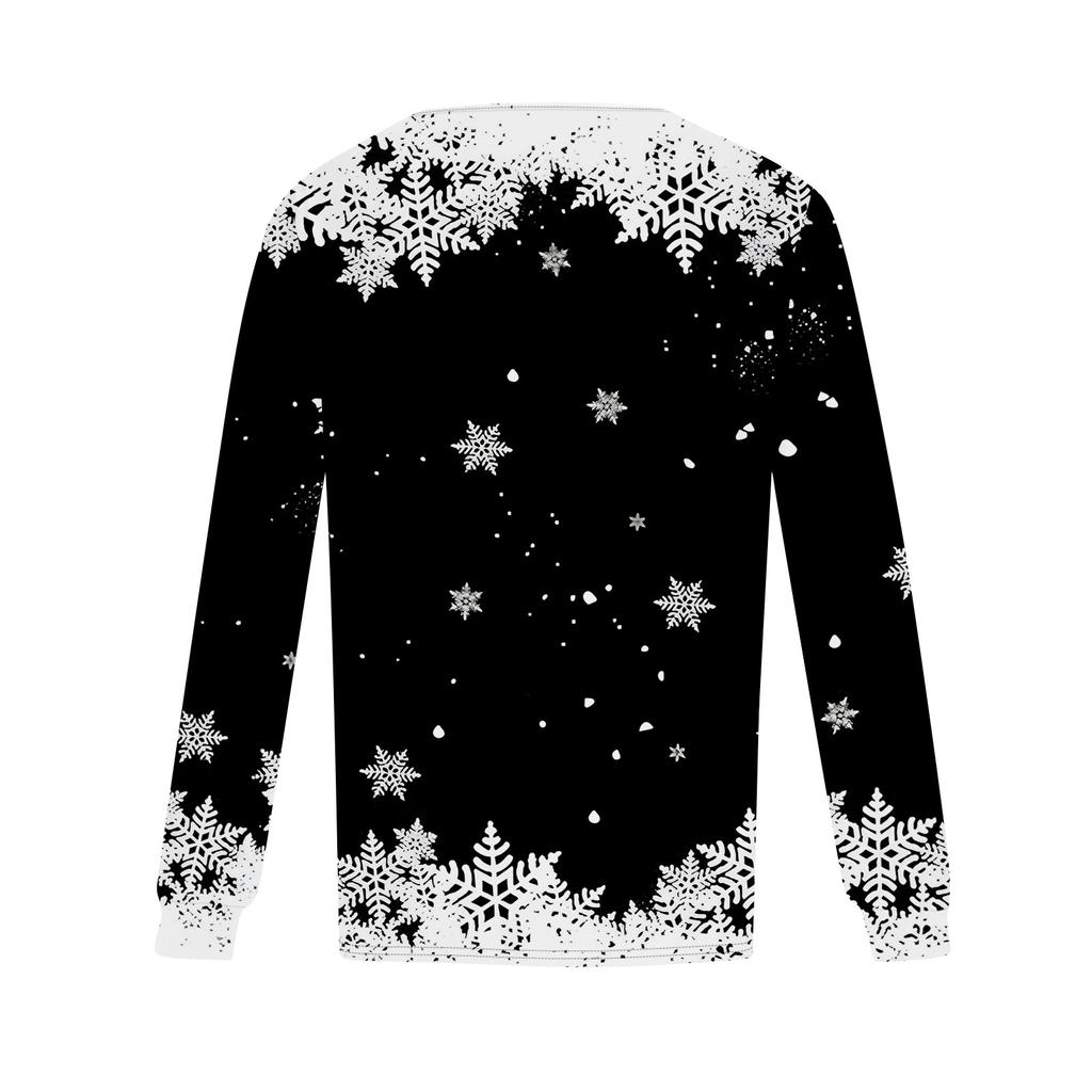 Рубашки с длинным рукавом для женщин, топы, нарядные повседневные блузки с рождественским принтом, плиссированные туники с круглым вырезом