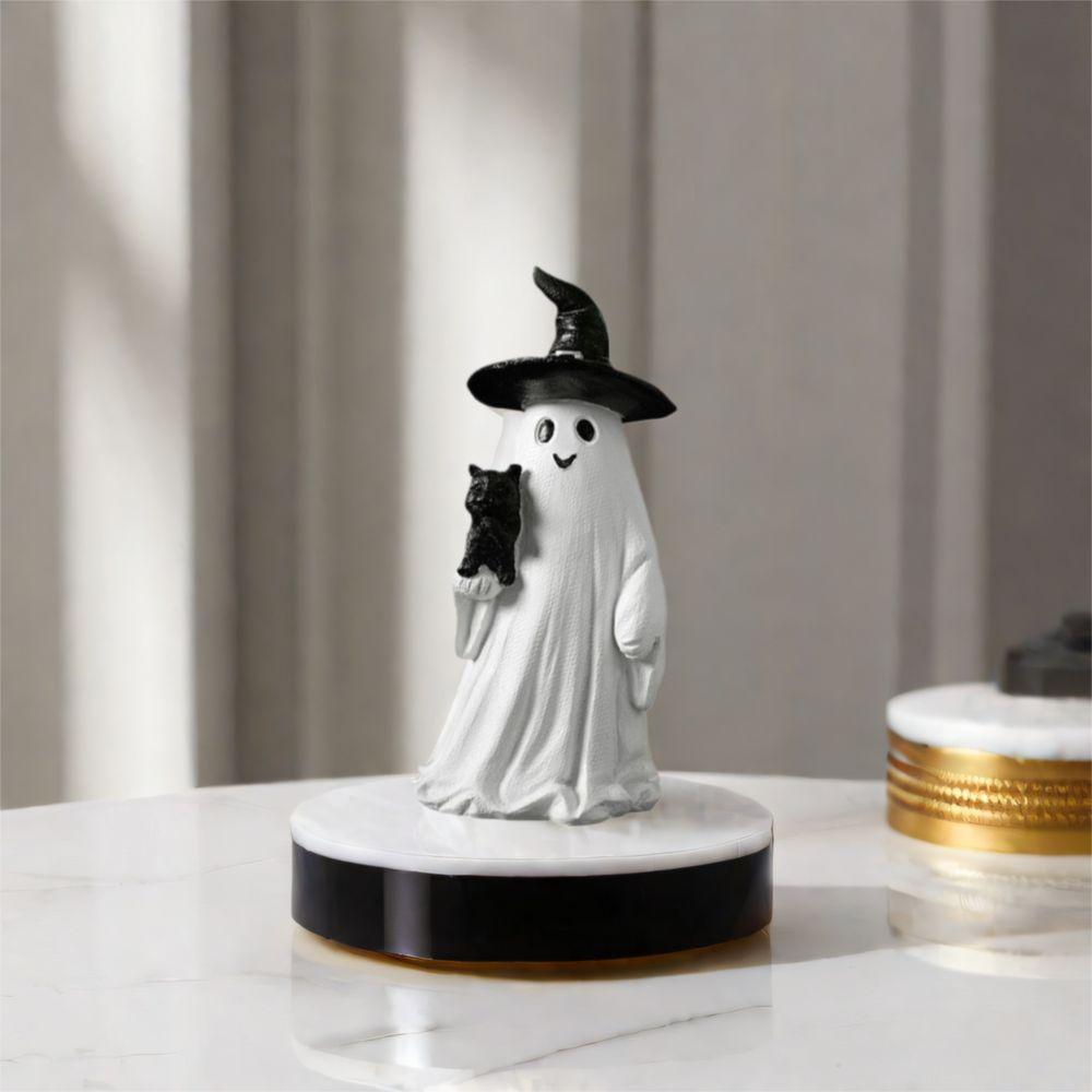 Crafts Resin Ghost Pumpkin Figurine Cute Cartoon Small Sculpture Creative Desktop Ornament Haunted House