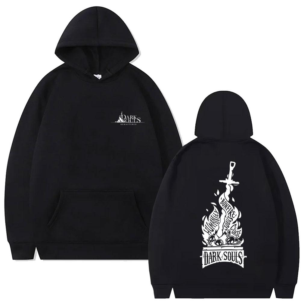 Худи с двусторонним принтом Dark Souls для мужчин и женщин, модная готическая рок толстовка с капюшоном, мужские повседневные худи