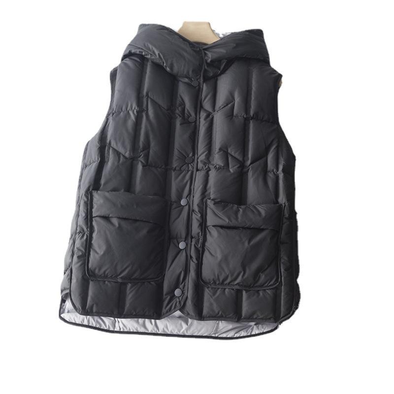 Women's Lightweight Warm Plus Size Vest Seamless White Duck Down Ultralight Sleeveless Jacket Peplum Vests