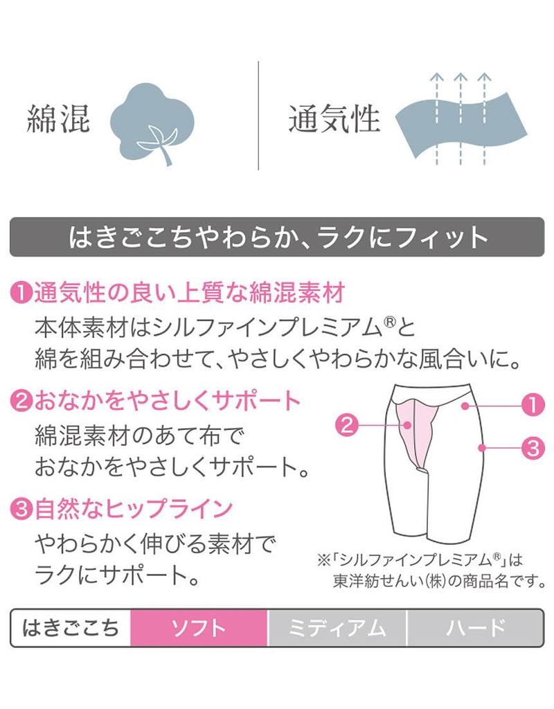 Wacoal EverChic Длинный сетчатый дышащий умеренно моделирующий пояс GRC430 KA 64, смесовый хлопок (тело), (тело), Поддерживающий, Легко режущий (Подол),