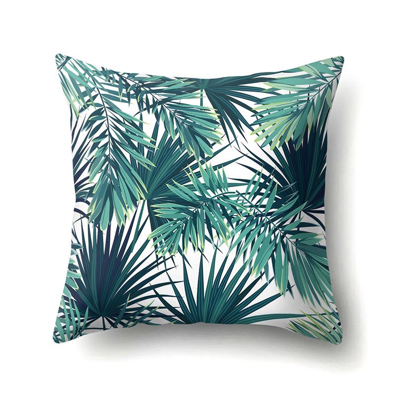 Polyester Pillow Case Nordic Ins Style Plant Flower Print Peach Leather Velvet Cushion Cover Car Waist Cushion Cover