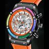 Classic Luxury Watch for Menes Multifunction Sports Waterproof Luminous Casual Clock Men Automatic Mechanical Skeleton Watches Rainbow Diamond