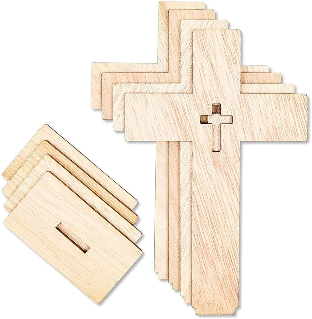 10 PCS Wooden Cross Crafts Creative Festival Accessories Wooden Set Cross Craft Ornament
