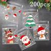100/200/300 шт. Рождественский пакет для печенья и конфет из ОПП с рисунком Санта-Клауса, самоклеящийся пакет для подарочной упаковки для рождественской новогодней вечеринки, декор
