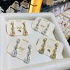 Стальные Веселые Серьги-Гвоздики в Китайском Стиле Розово-Зеленые с Изображением Пипы и Бабочки для Женщин Девушек Винтажные Китайский Узел Складной Веер Этнический Стиль