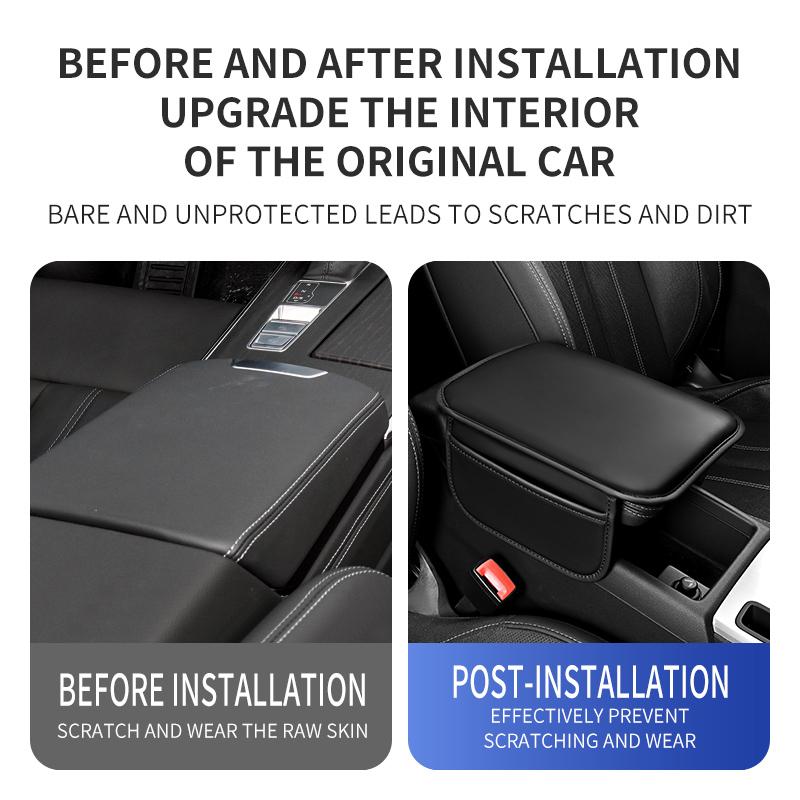 Подушка для подлокотника автомобиля, подушка для подлокотника из искусственной кожи с сумкой для хранения с обеих сторон