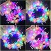 Christmas White Feather Luminous Garland New Year Women Hairband LED Feather Headband  Party