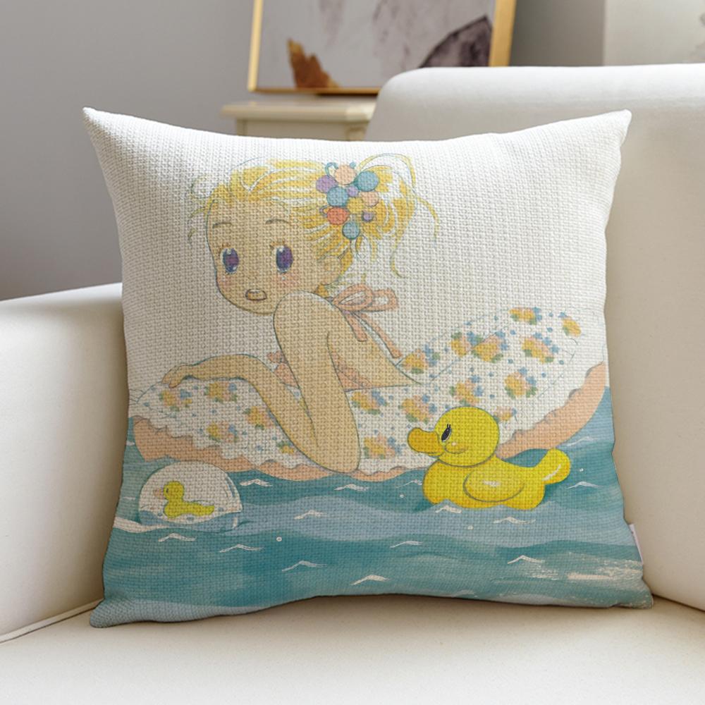 Gentle 33gatsu no LionS Cushion Cover Breathable and skinfriendly linen pillowcase square removable and washable cushion