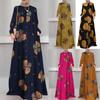 Мусульманская одежда Женские платья Платье-рубашка с длинным рукавом с принтом Повседневный карманный халат Musulman Дубай Мусульманский кафтан Мусульманские платья размера плюс