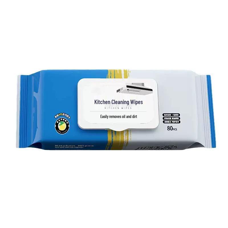 Очень большие влажные салфетки для кухни - 80 утолщенных листов для сильного удаления жирных пятен с вытяжек и других поверхностей