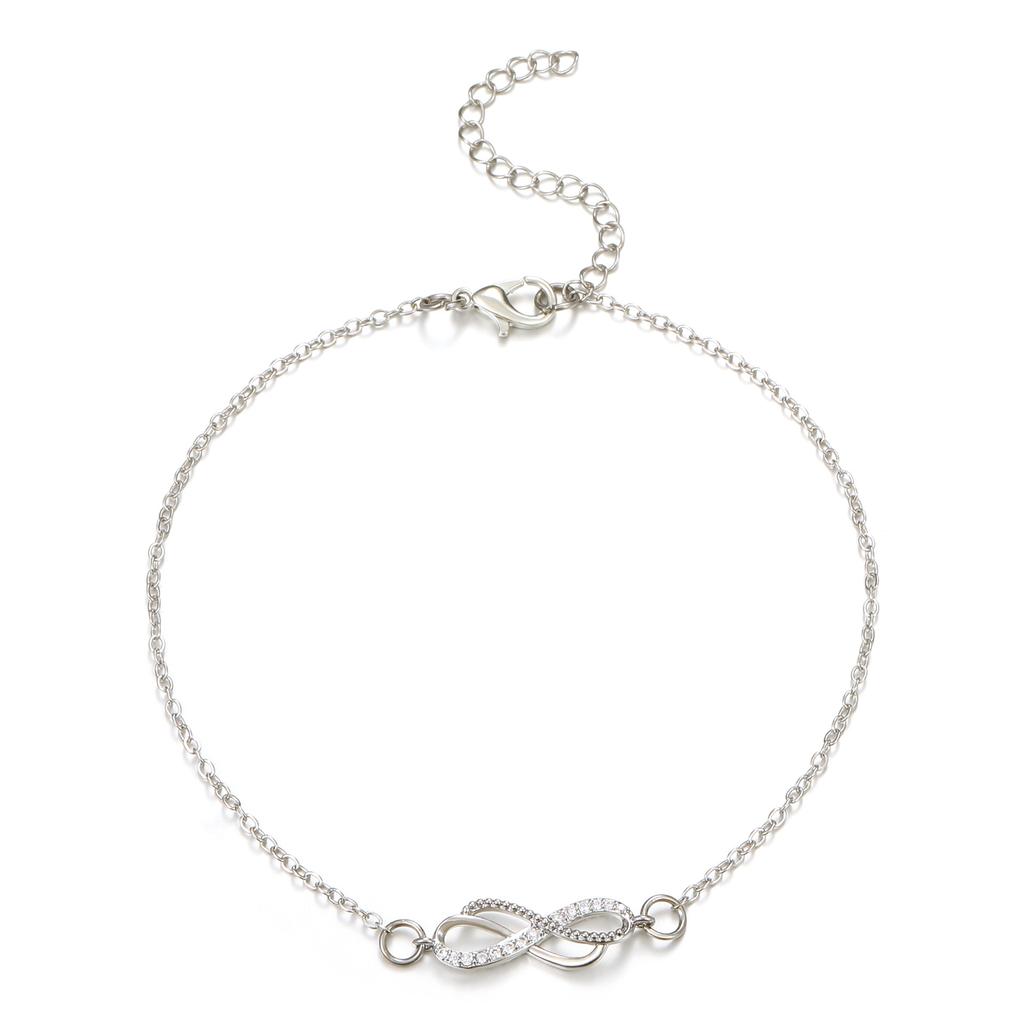 Summer Beach Golden Silver 8-shaped Foot Chain Simple Temperament Anklet Thin Chain Woman Fashion