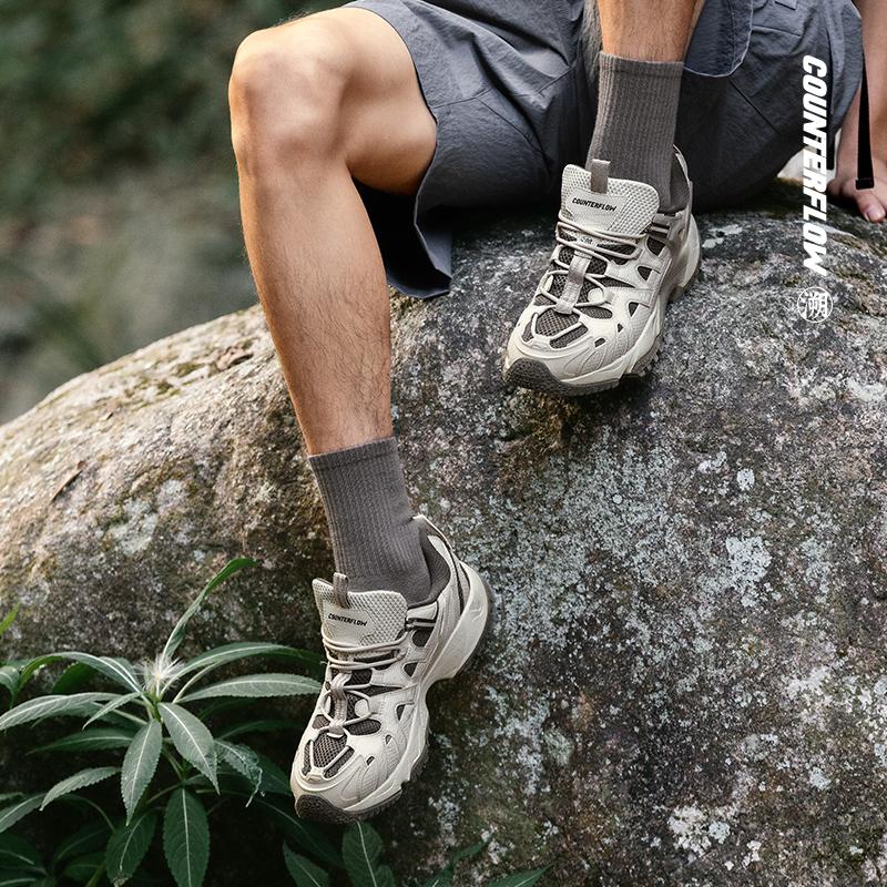 Li Ning Outdoor CF Трейлраннинг, Туризм Дикая Амортизация, Износостойкие Низкие Повседневные Кроссовки Мужские Серые AGLU073-2