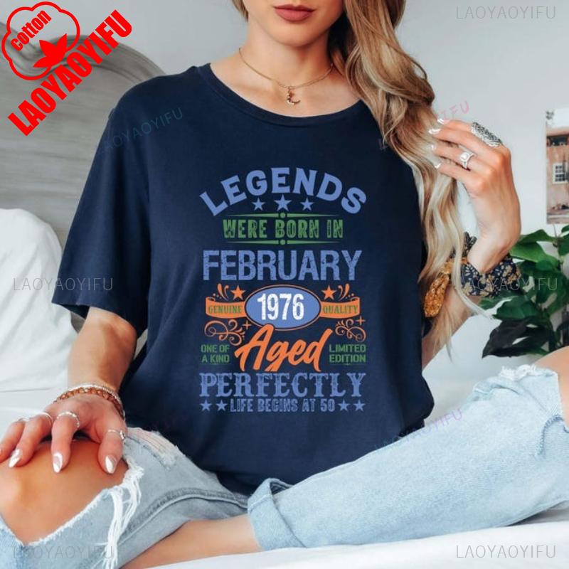 Legends Were Born In 1976 50th Birthday Gift Tee Wounisex And Unisex Custom Birth Month Graphic Tshirt Casual Regular Short Sleeve