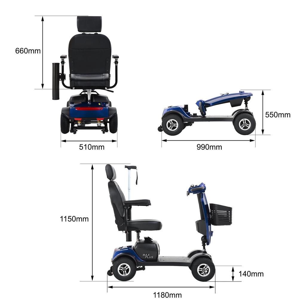 Sweetrich MAX PLUS Blue/Red Steel Frame, 300W Motor, 20Ah Battery, Max Speed 6 km/h, Four-Wheel Urban Commuter Scooter