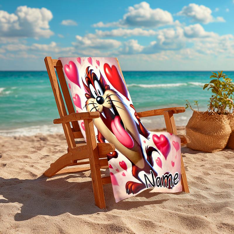 Personalized customized proof beach towel with Taz-Mania pattern - soft, absorbent,quick-drying,perfect swimming,camping&bathing