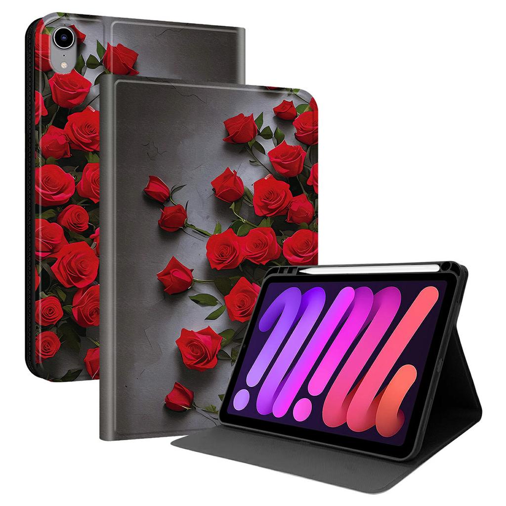 Для iPad мини (2024) Чехол для планшета из ПУ кожи с рисунком, подставка, слот для стилуса (Стилус не входит в комплект)