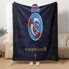 Racing Club Strasbourg Crest Flannel Blanket, Soft Polyester, Modern Design, All-Season for Camping, Travel, Gifts for holidays or birthdays