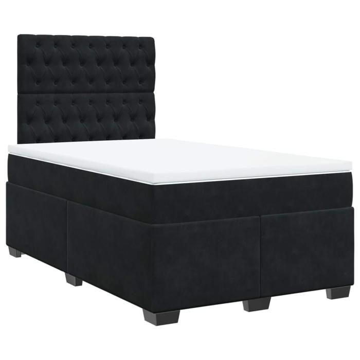 Maison Exclusive - Sommier à lattes de lit avec matelas noir 120x190 cm velours