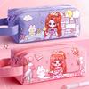 Large Capacity Pen Bag Double Layers Stationery Bag Cartoon Pen Box Students