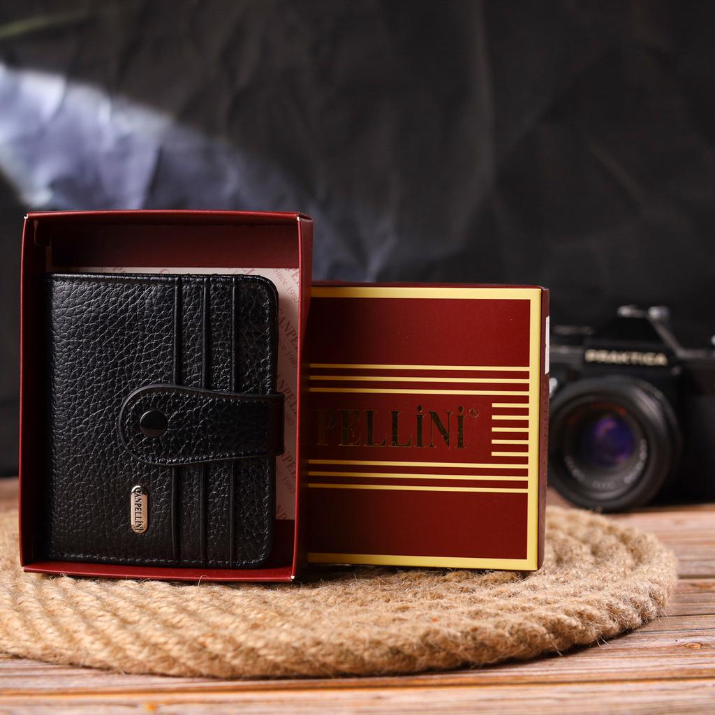 Стильный кошелек из натуральной зернистой кожи CANPELLINI Purse 21688 Черный