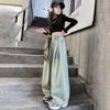 Kids Girls Jeans Spring Autumn Junior Children Westernized Street Wide Leg Pants Korean Versatile Long Trousers Clothes
