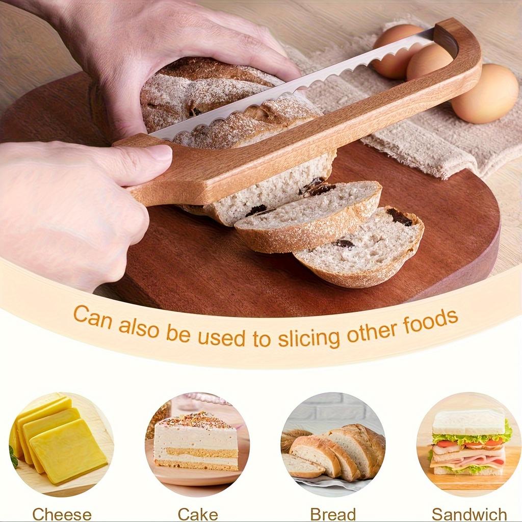 [Premium Bread Knife] Premium Wooden Bread Knife with Adjustable Blade | Ergonomic Handle for Even Slicing, Suitable for Artisanal Breads and Pastries