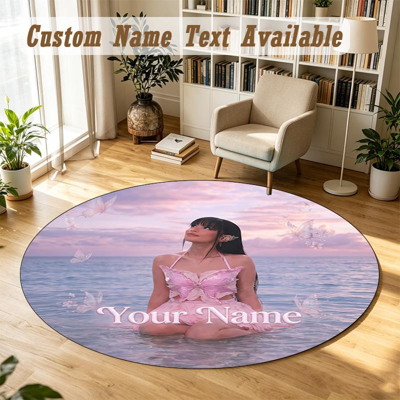 Round Rug Custom NameAyliva Pattern Non Slip Carpet Home Floor Decor