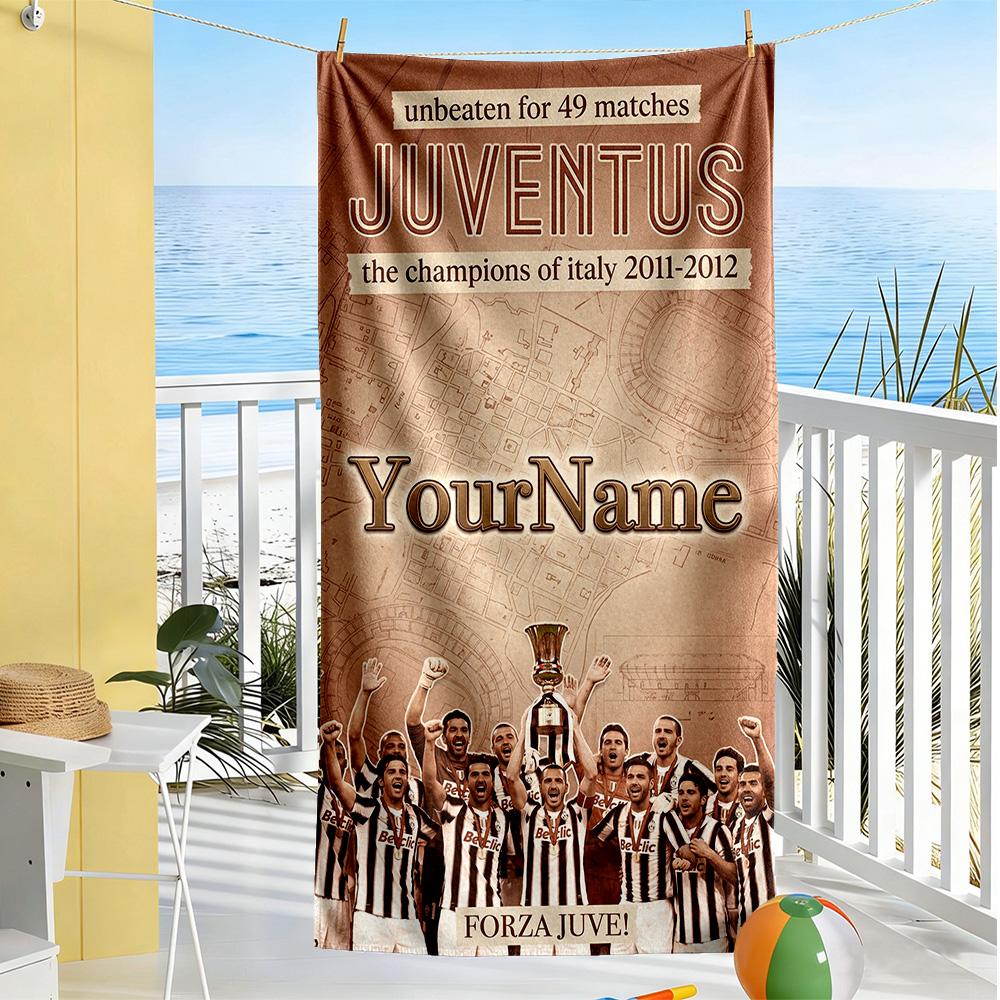 Juventus Personalized Name Beach Towel Soft Durable Quick-Dry Ideal for Travel Outdoor Swim Pool Yoga Surf Camping Hiking Gym Gift Holiday