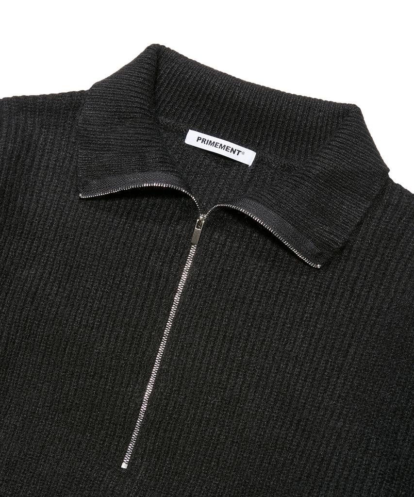 PRIMEMENT Wool Half-Zip Knit Black