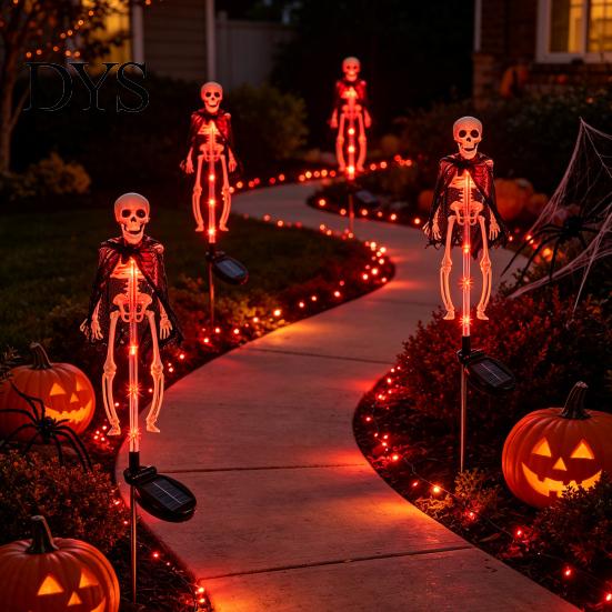 Indoor Wall Hanging Ornaments Solar Halloween Bat Garden Lights, Realistic Skeleton Pathway Decor, Waterproof LED 3D Bone Props Spooky Stake Light for