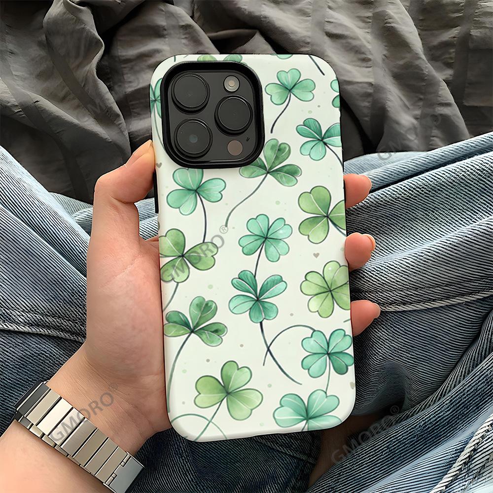 Популярный четырехлистник удачи в Северной Америке, подходит для iPhone16, премиальная пленка, Apple 17pm, чехол для мобильного телефона 2-в-1