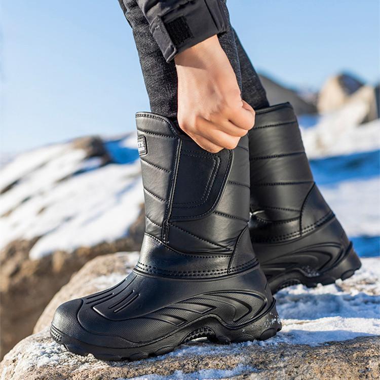 Новая утолщенная водонепроницаемая хлопковая обувь для рыбалки, нескользящие и теплые зимние толстые зимние сапоги с высоким бочком для рыбалки