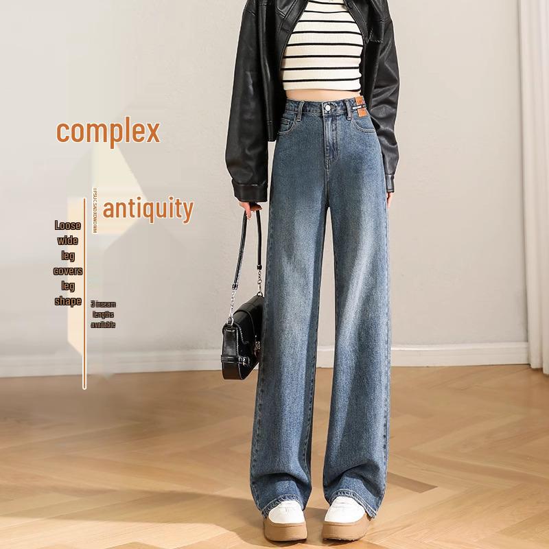 Women's High-Waisted Fleece-Lined Wide-Leg Jeans - Popular Winter 2024 Style