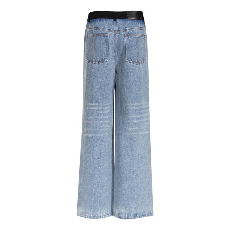 2025 Весна Новые Модные Дизайнерские Женские Сексуальные Леди Лоскутные Полосатые Джинсовые Брюки С Высокой Талией Клубные Узкие Джинсы Длинные Брюки