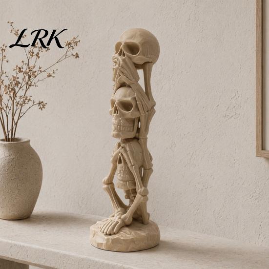 Винтажная фигурка черепа, 3D-печатная штабелируемая фигурка, Готическая скульптура-статуэтка «Не говори, не слышь, не смотри», Ужасающее украшение для вечеринки на Хэллоуин, для дома и офиса