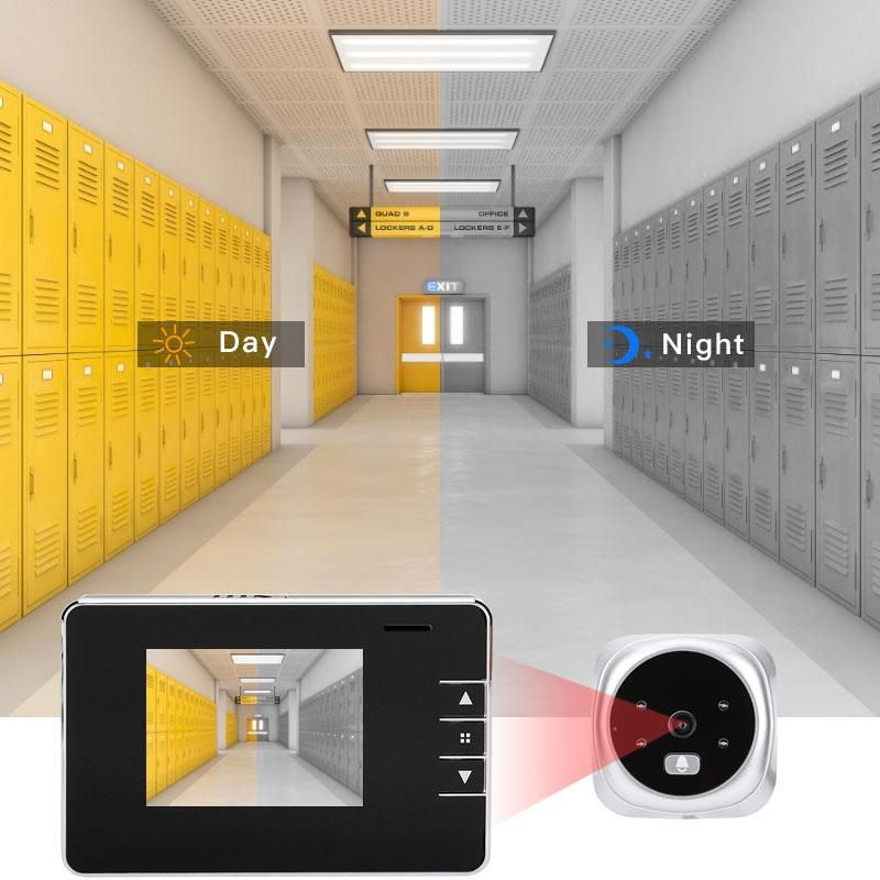 Большой экран 2,8-дюймовый HD-цветной ЖК-экран. Домашний умный дверной звонок, беспроводной видеодверной звонок. Светодиодный индикатор ночного видения. Камера безопасности. Электронный дверной телезритель.