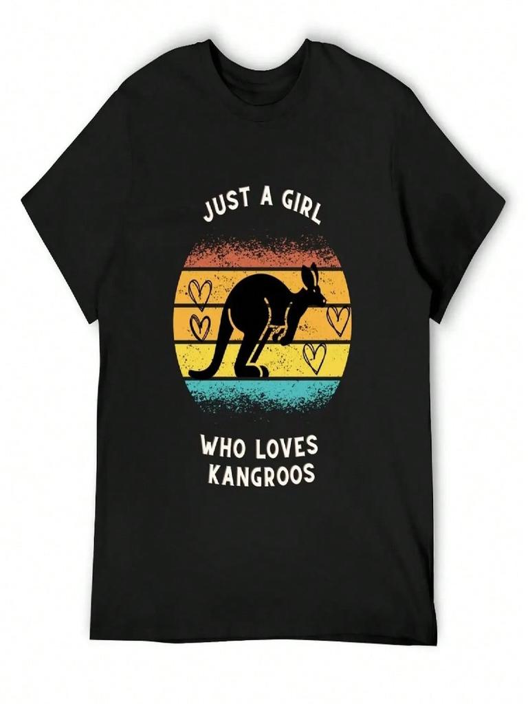 Just A Girl Who Loves Kangaroos T-Shirt Tees Oversize T-Shirts Man Boys Whites Tops Fitted T Shirts For unisex