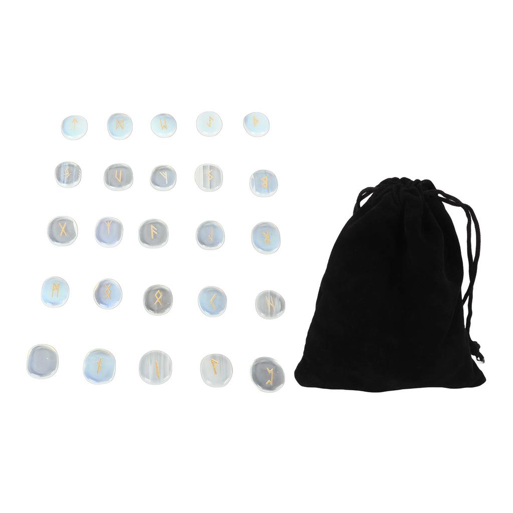 Набор из 25 натуральных рунических камней, изысканные руны, резьба, медитация, набор камней для молитвы, гадания