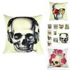 Skeleton Head Throw Pillow Cover With Linen Fabric For Home Decor And Living Room