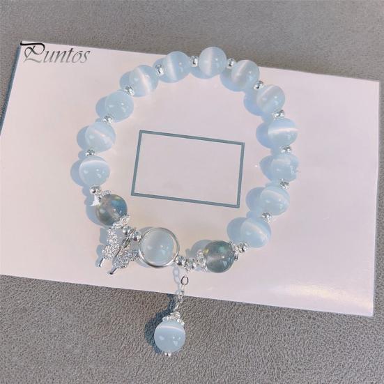 Женский браслет с имитацией опала, кулон-бабочка, гладкая резинка, регулярная посадка, женский подарок на день рождения, изысканный легкий браслет на запястье, ювелирные изделия