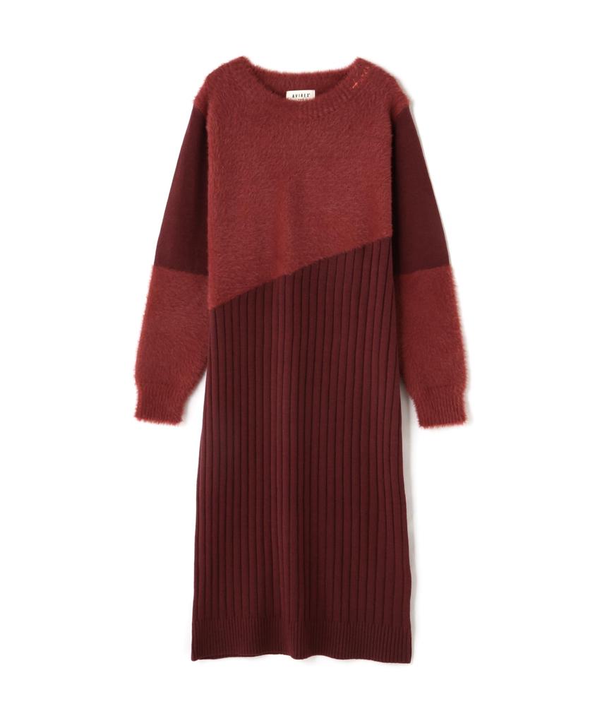 AVIREX ПЛАТЬЕ-СВИТЕР ОДНОТОННОЕ x ПУШИСТЫЙ KNIT S кирпичный 783-4240606