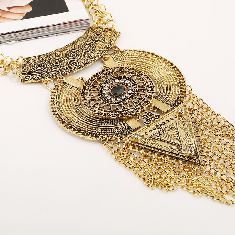 Tassel Necklace Long With Multi Layer Alloy Pendant For Trendy Retro Outfits