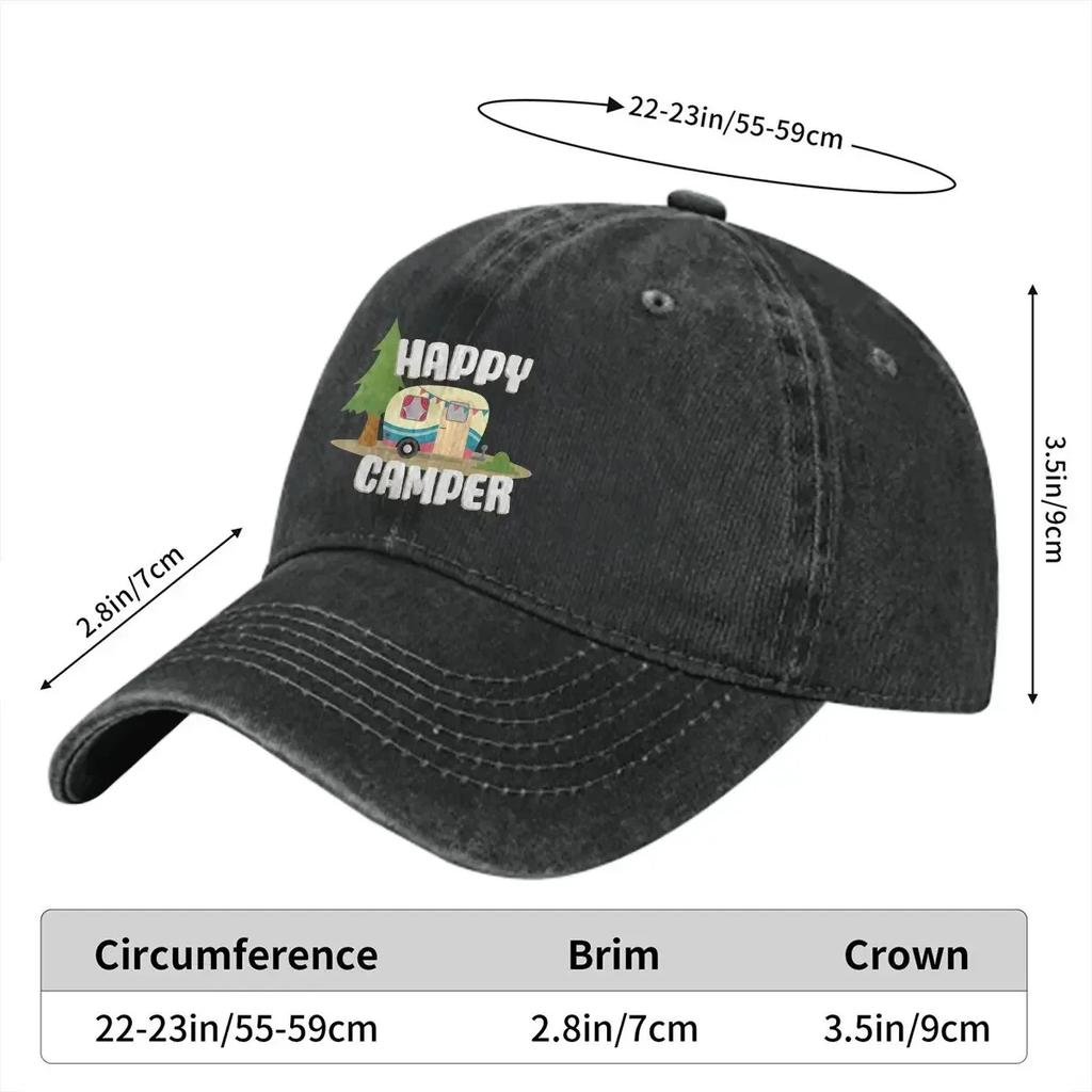 Camper Camping Multicolor Hat Peaked Womens Cap Happy Camper Trailer Personalized Visor Protection Hats