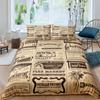 Old Newspaper Duvet Cover Set Vintage French Bedding Set Brown Quilt Cover For Kids Boys Girls Teens Polyester Comforter Cover