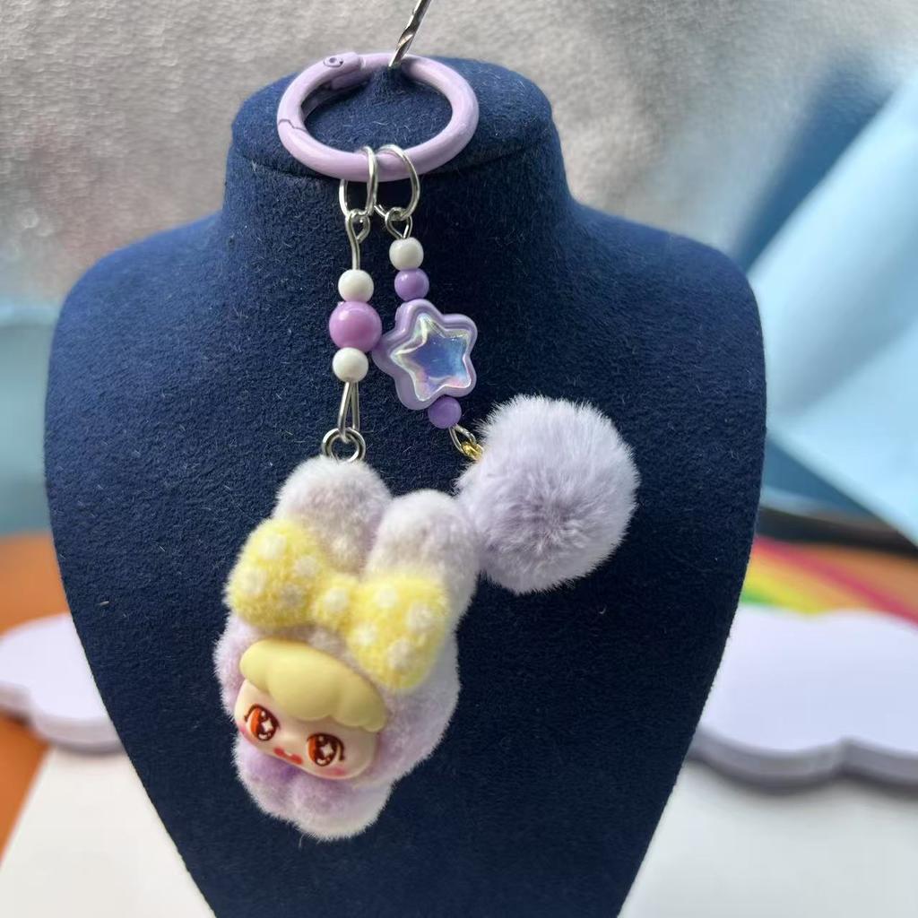 Мультяшная флокированная кукла, брелок-подвеска, милая кукла, DIY аксессуары, подвеска для украшения мобильного телефона